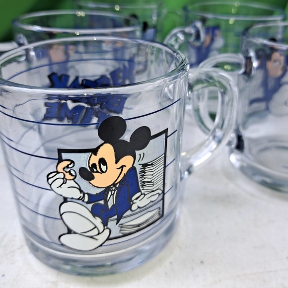 Very Vintage Break Time Break Room Micky Glass Cups Set of 5 - Picture 1 of 4